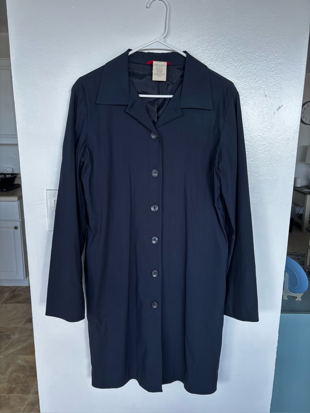 Esprit Navy Button-Front Trench Coat